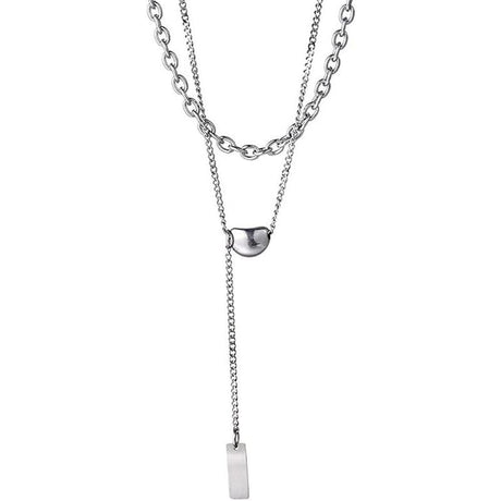 Jude Jewelers Stainless Collar: Double Chain, Bean Charm Necklace - Shop N Save